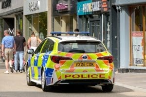 Police car on high street