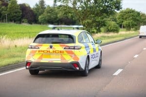 Police car on motorway