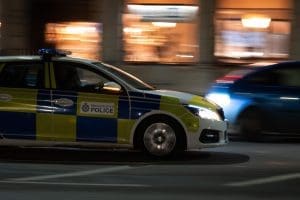 Police car night pursuit