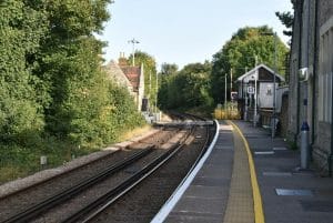 The platform at Aylesford station on the Medway Valley line