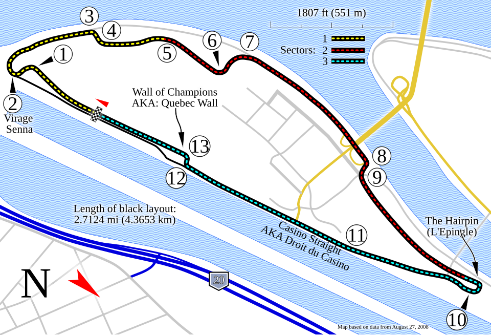 Circuit Gilles Villeneuve layout map